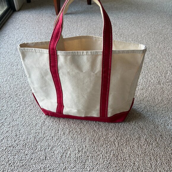 LL Bean Boat & Tote Medium Red Trim | Vintage Nautical Sailing Embroidered - Picture 9 of 12